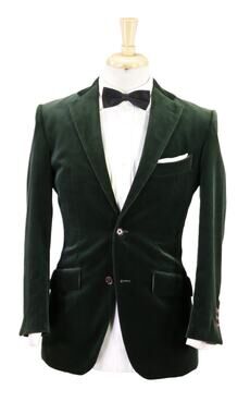 Paul Stuart Green Velvet 2-Btn Smoking Dinner Jacket Blazer 36S